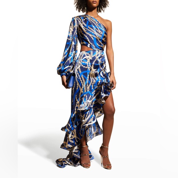 Bronx and Banco Hanna One Sleeve Tiered ruffle gown Brand